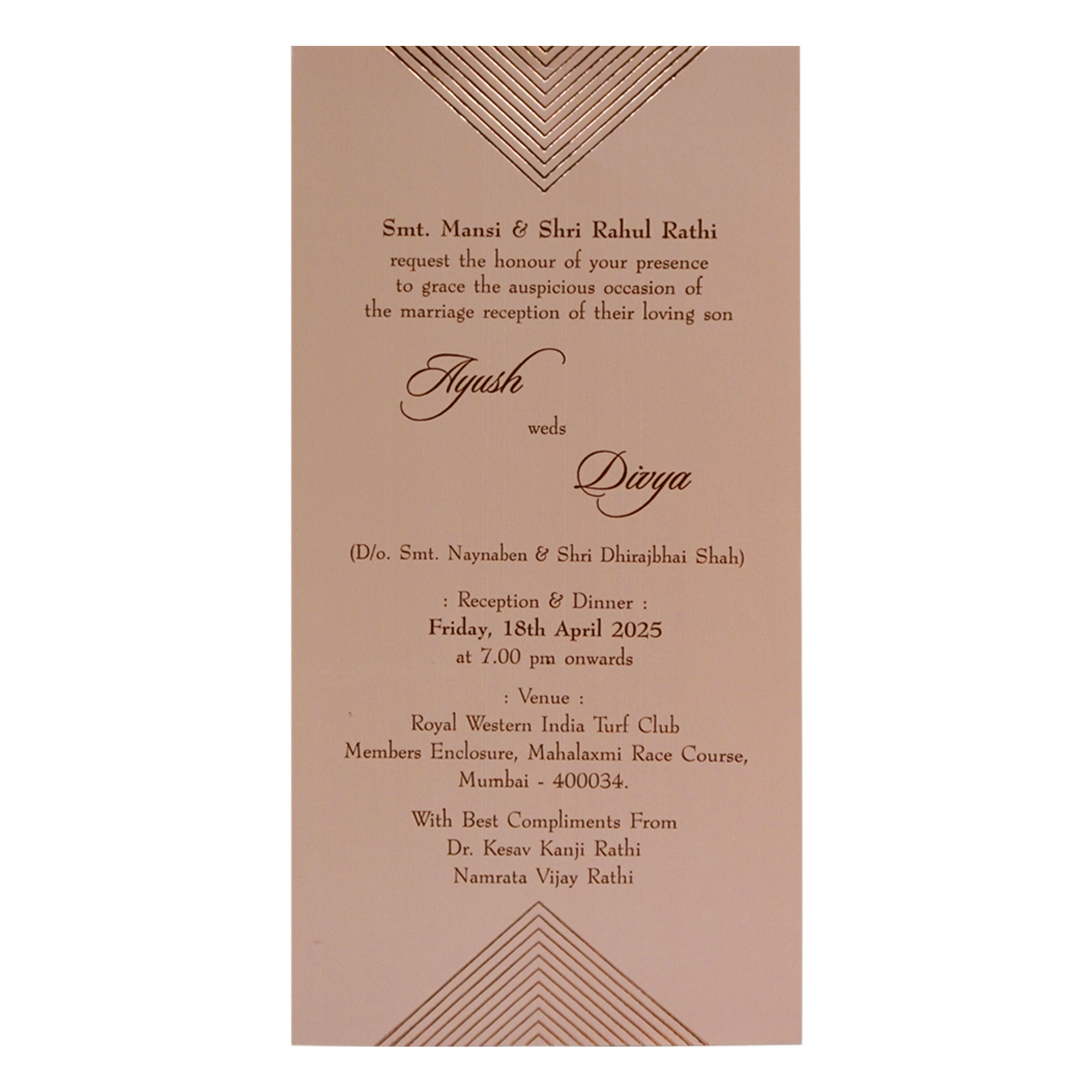 Peach Peacock Single Card-KRCS7161