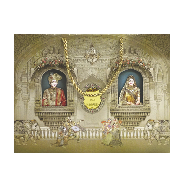 Beige MDF Wedding Box-King of Cards