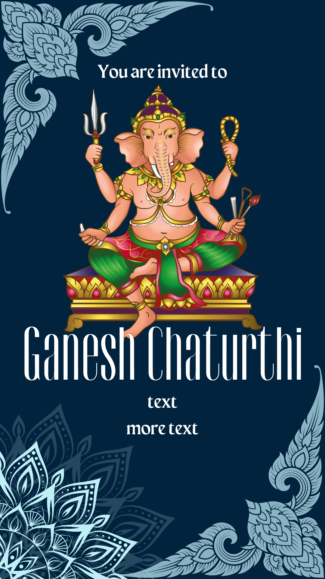 Blue Designed Ganesh Chaturthi Invitation-AAGCI004