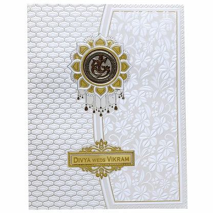 White Embossed Floral Wedding Card-King of Cards