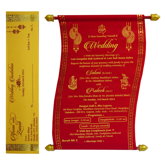 Red Satin Marriage Scroll Card-King of Cards