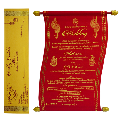 Red Satin Marriage Scroll Card-King of Cards