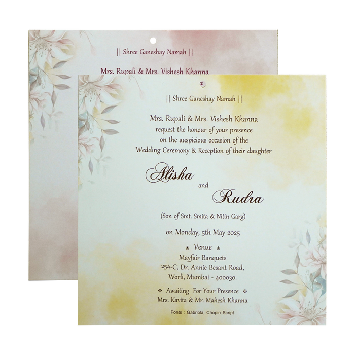 Pastel Floral Tracing Sheet Wedding Invitation-King of Cards
