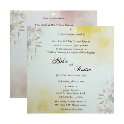 Pastel Floral Tracing Sheet Wedding Invitation-King of Cards