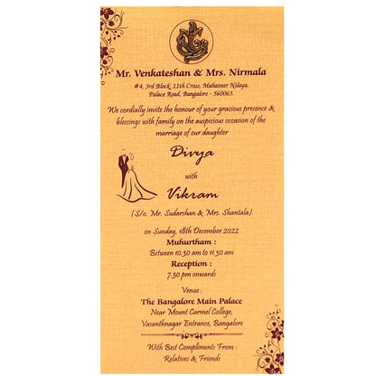 Single sheet orange metallic invitation card-KNKS026O