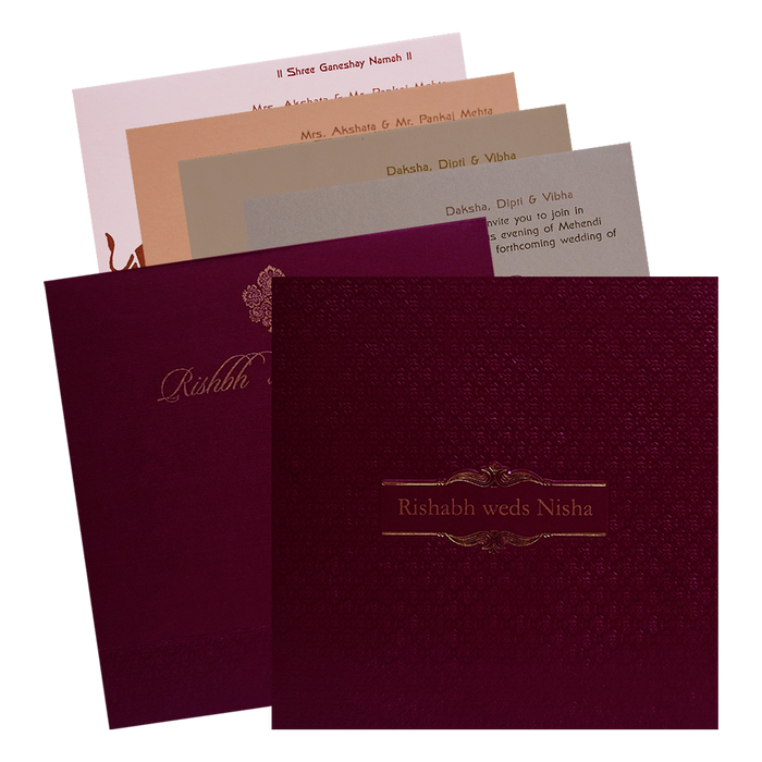 Wine Red Pattern Wedding Invitation Card-King of Cards
