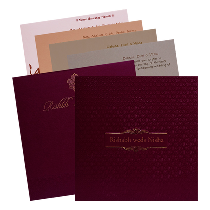 Wine Red Pattern Wedding Invitation Card-King of Cards