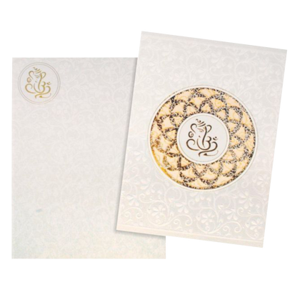 Alluring Ganesha With Flower Cut Gold Foiling Wedding Card - KNK30691-King of Cards
