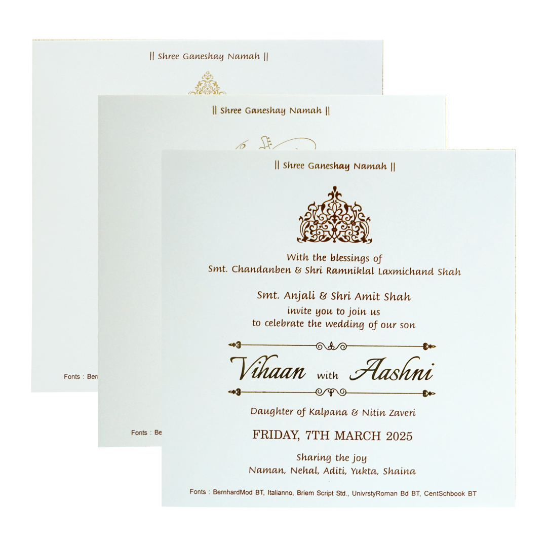 White Textured Wedding Card-KRC30462