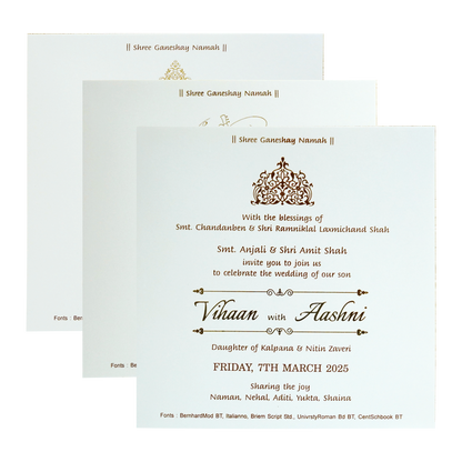 White Textured Wedding Card-KRC30462