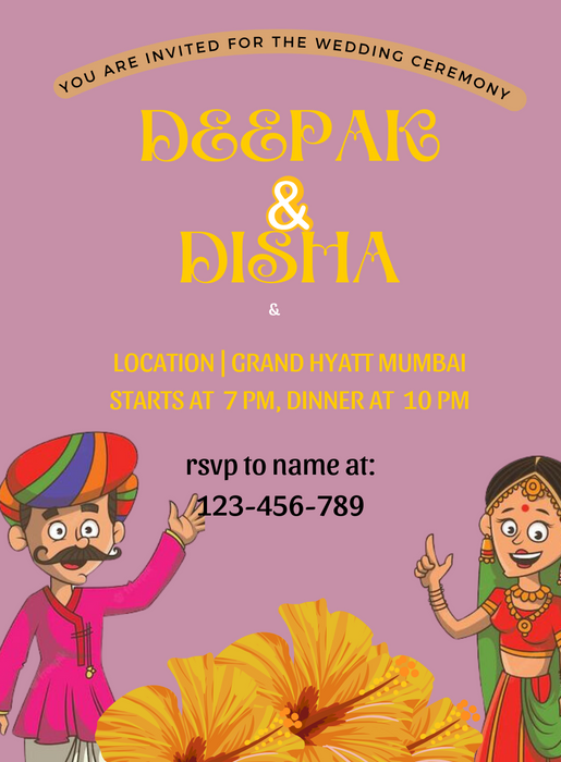 Colourful Festive Gujarati Wedding Invitation-King of Cards