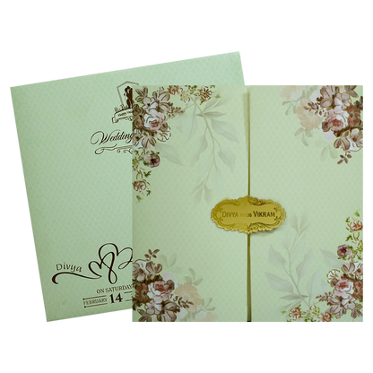 Pista Green Floral Design In Door Opening Pattern-KNKBY5408-King of Cards