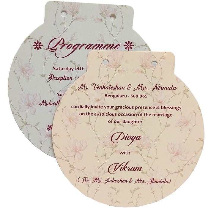 Pink Laser Cut MDF Board Wedding Card-KNKA8059-King of Cards