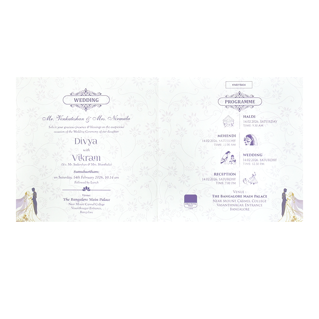 Purple Offset Berry Bride And Groom Wedding Invitation Card-KNBY5404-King of Cards