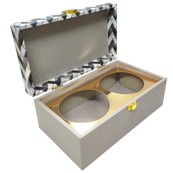 White And Grey Designer Box Invitation-KBX0101-King of Cards