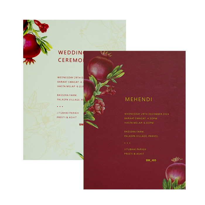 Cream Pomegranate Wedding Card-King of Cards