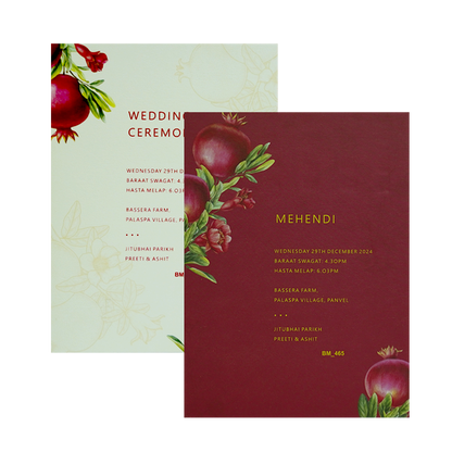 Cream Pomegranate Wedding Card-King of Cards