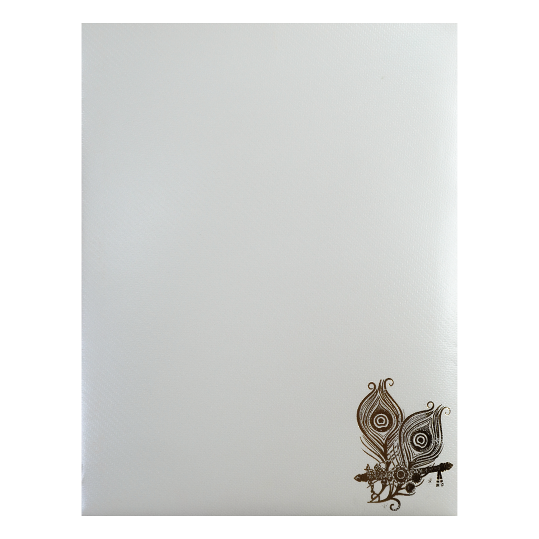 White Ganesha Umbrella Peacock Feather Wedding Card-KNWT5015