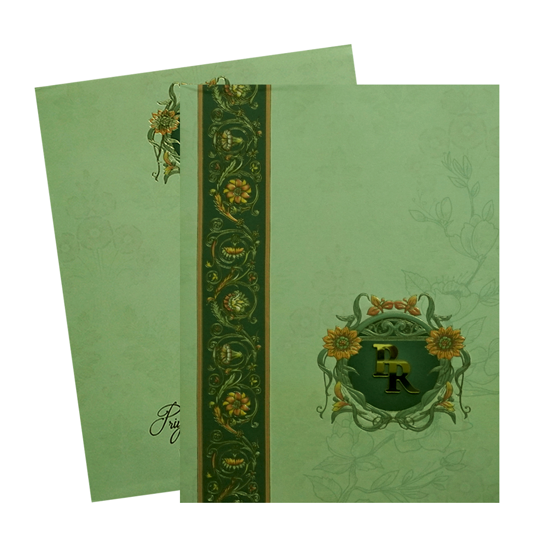 Light Green Floral Marriage Card-KPR09760