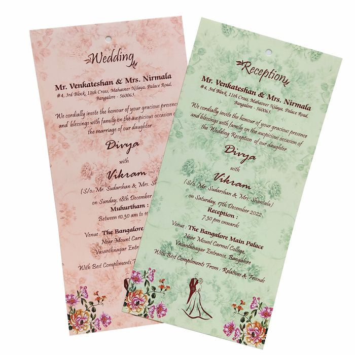 Pink Floral Laser Cut Panache Offset wedding Card-KNP7008P-King of Cards