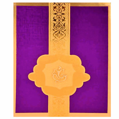 Lovely Purple Shading With Ganesha Padded Wedding Card - KNK30401
