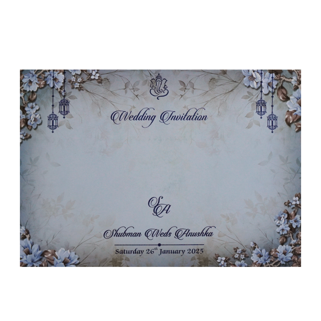 Light Blue Padded Wedding Invitation Card-KRB8240