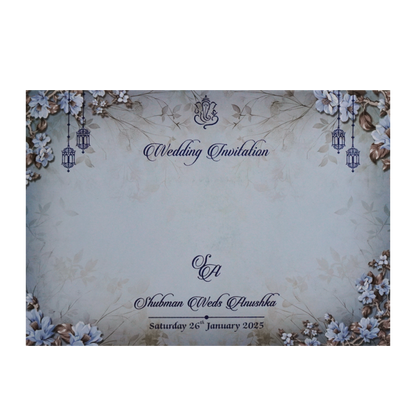 Light Blue Padded Wedding Invitation Card-KRB8240