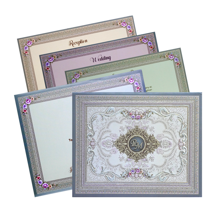 Greyish Blue Padded Invitation-King of Cards