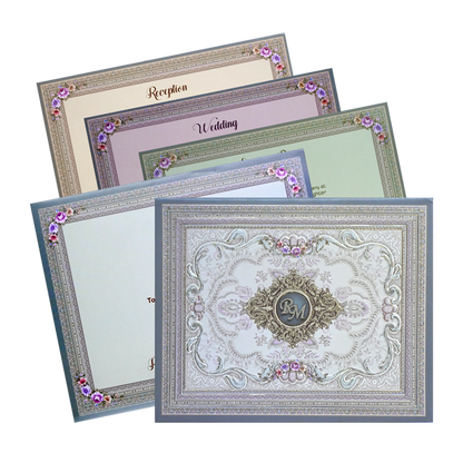 Greyish Blue Padded Invitation-King of Cards