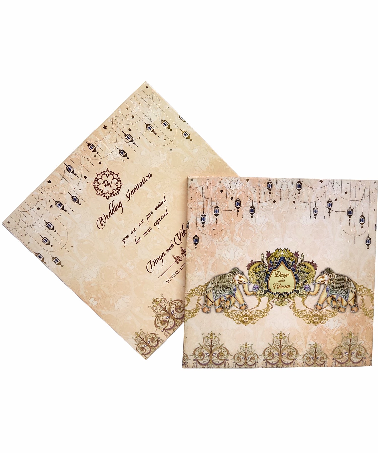 Floral Padded Scodix Wedding Card With Elephant Design-KNPO01ZE