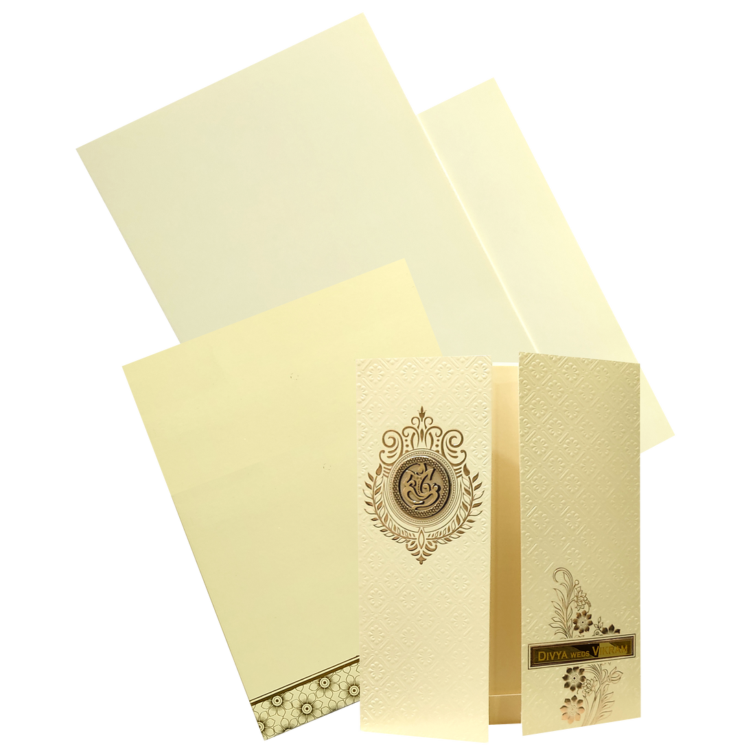 Yellow Embossed Wedding Card-KNZ7202S