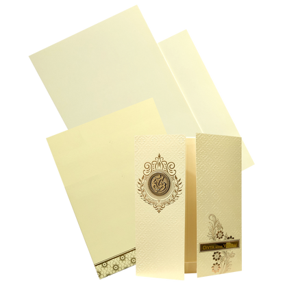 Yellow Embossed Wedding Card-King of Cards