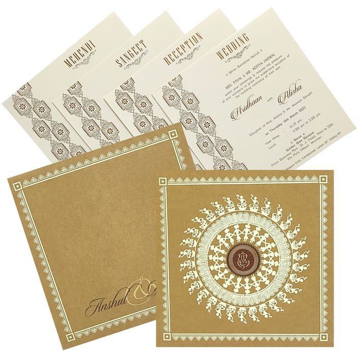 Brown Floral Invitation card-King of Cards