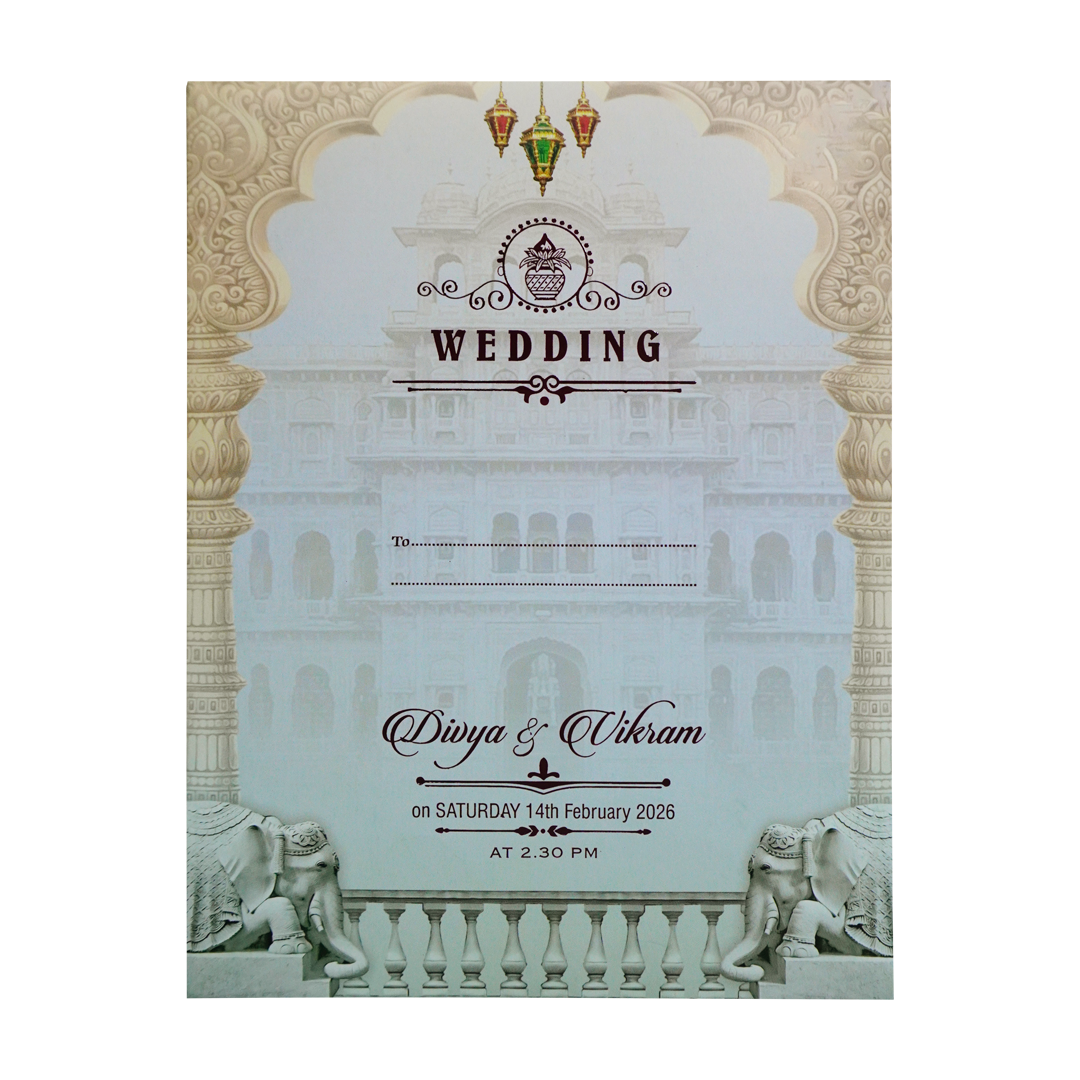 Light Blue Bride Groom Invitation Card-KNKC4069