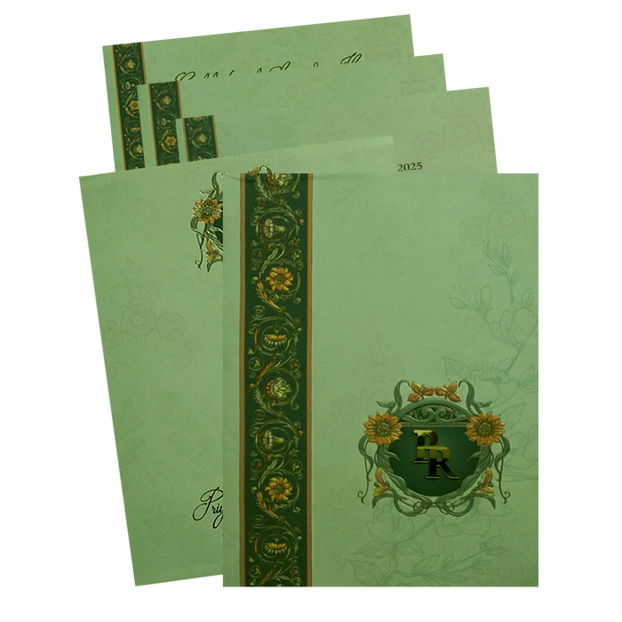 Light Green Floral Marriage Card-King of Cards