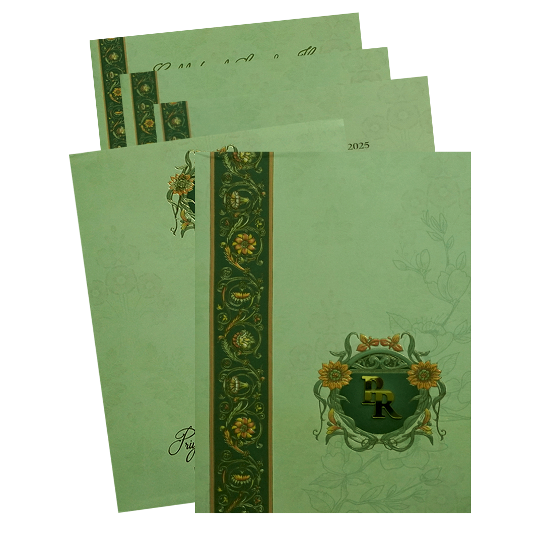 Light Green Floral Marriage Card-KPR09760
