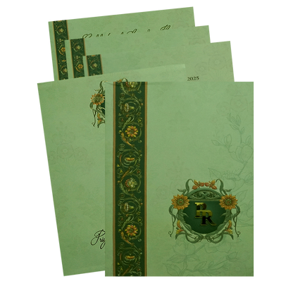 Light Green Floral Marriage Card-KPR09760