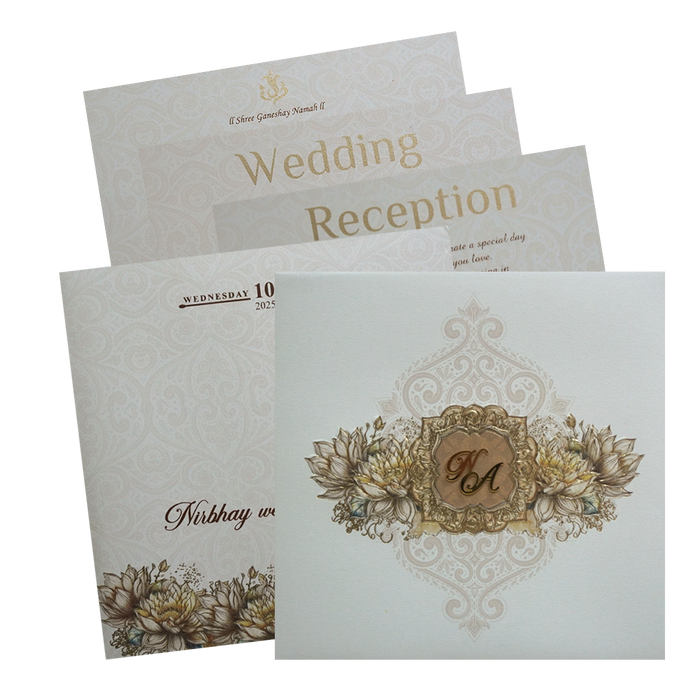 Cream Padded Premium Wedding Invitation-King of Cards