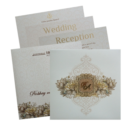 Cream Padded Premium Wedding Invitation-King of Cards