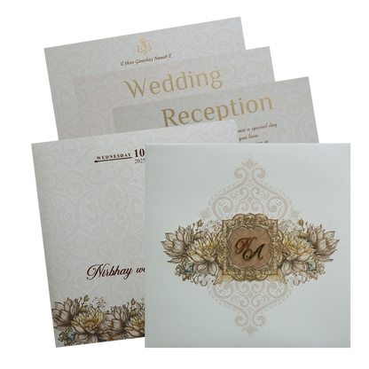 Cream Padded Premium Wedding Invitation-King of Cards
