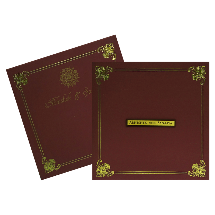 Dark Red Floral Box Wedding Card-King of Cards