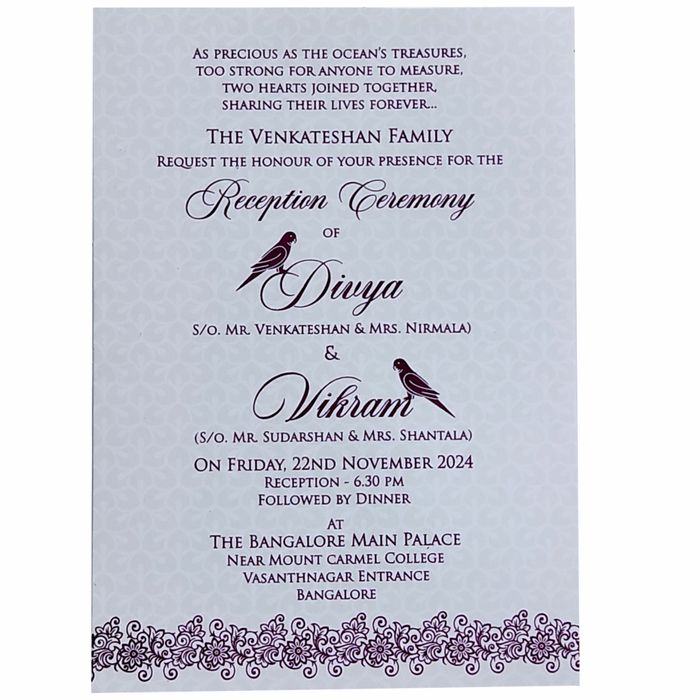 White Floral Single Sheet Invitation Card-King of Cards