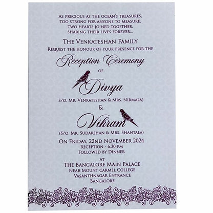 White Floral Single Sheet Invitation Card-King of Cards