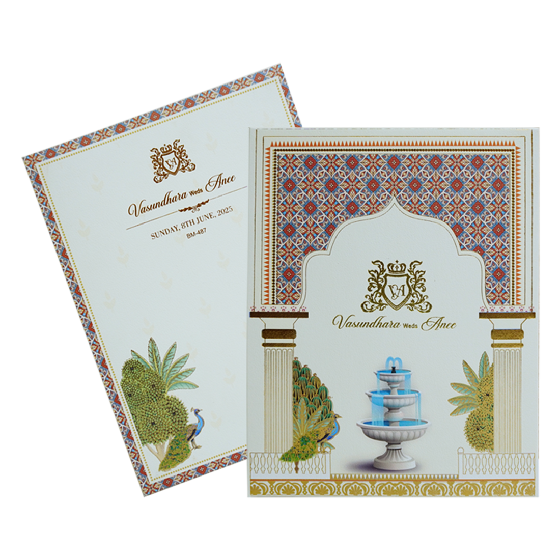 White Fountain Wedding Card-KBM04870