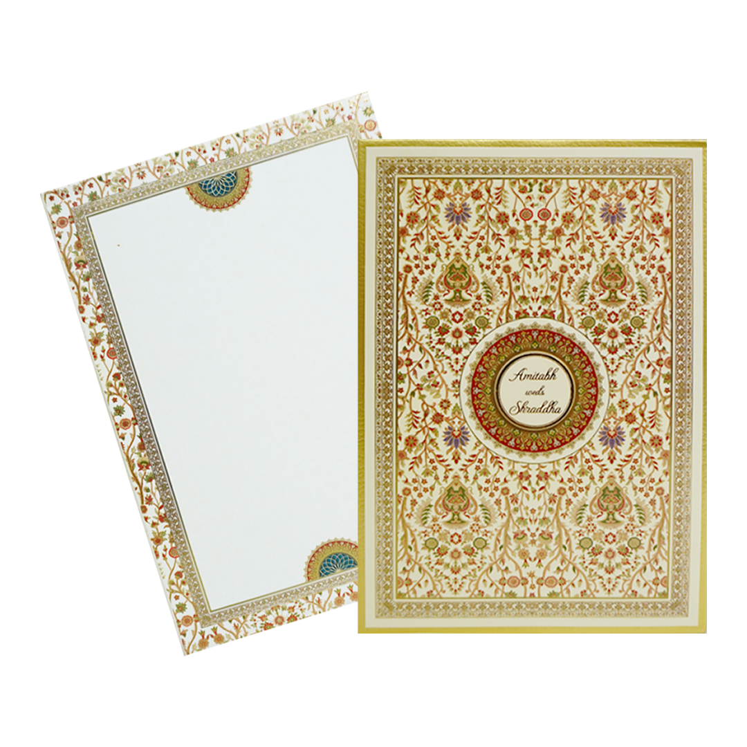 Lime Yellow Designed Wedding Card-KAC05530