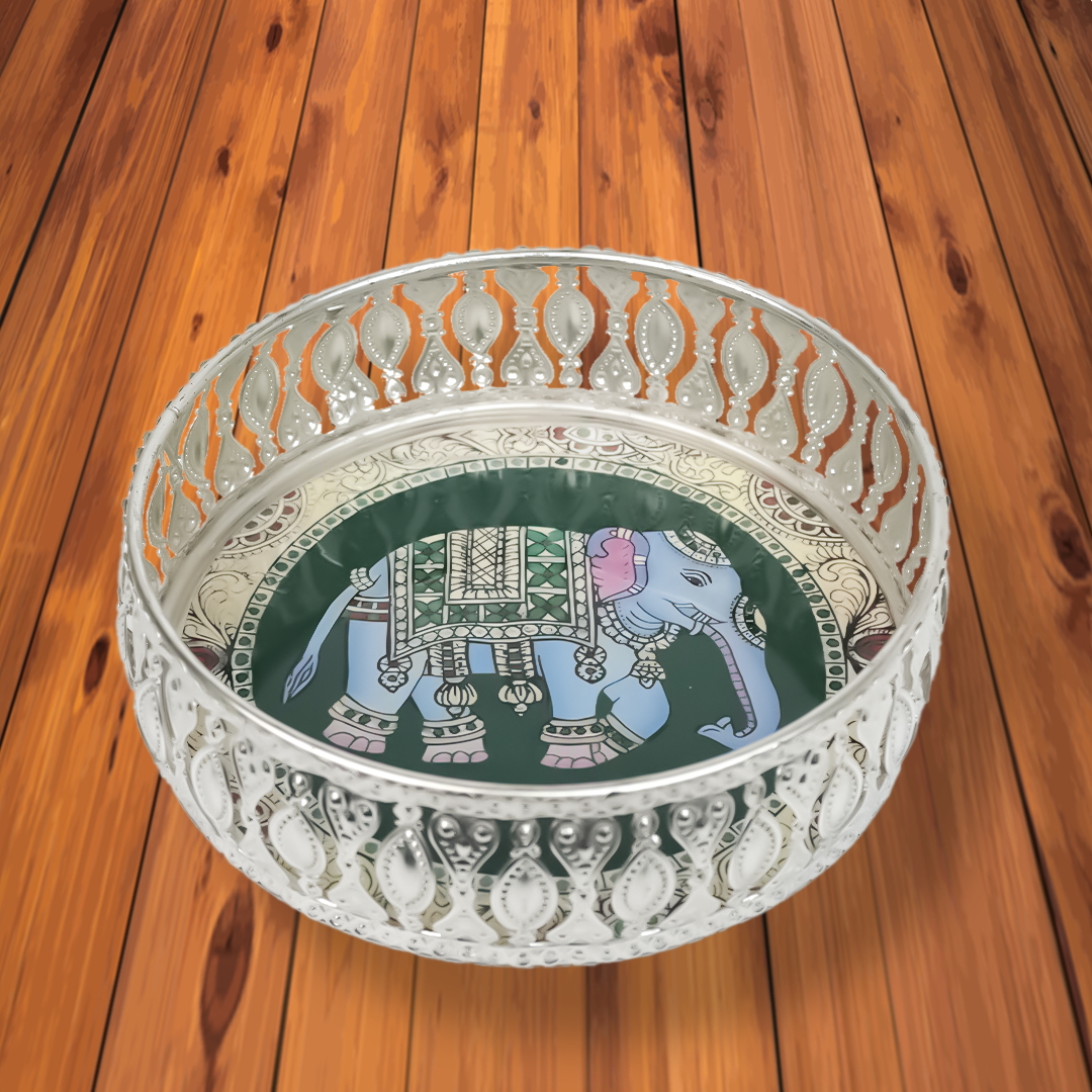 Check out Sliver Elephant Decorative  Small Tray at best price. ✅WhatsApp Support ✅Express Delivery. | King of Cards.