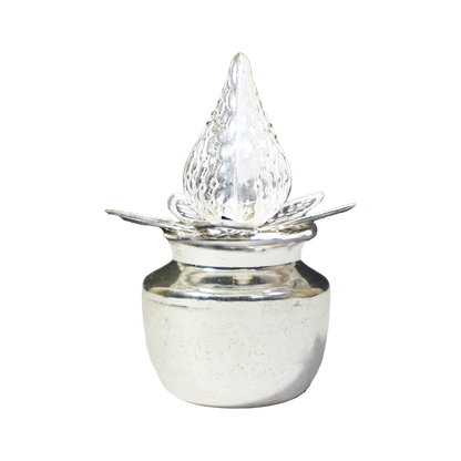 White Metal Kalash with Coconut and Leaf-King of Cards