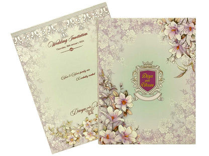 Lavender Floral Designer Padded Invitation Card-KNPO03AP