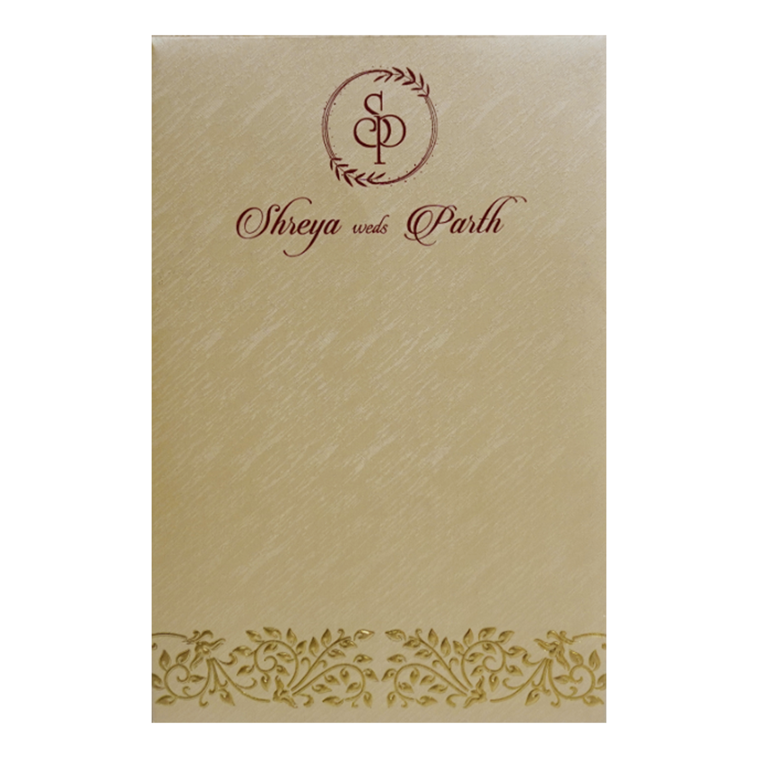 Cream Embossed Single Wedding Card-KRCS7202