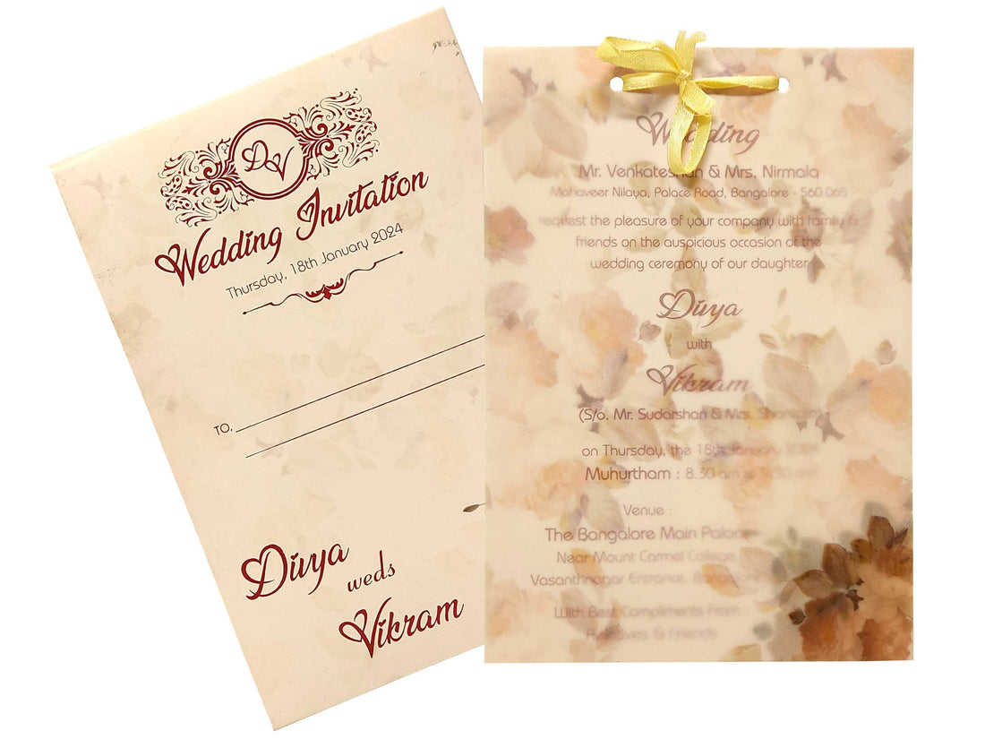 Pink Floral Tracing Sheet Invitation Card-KNCY6604P